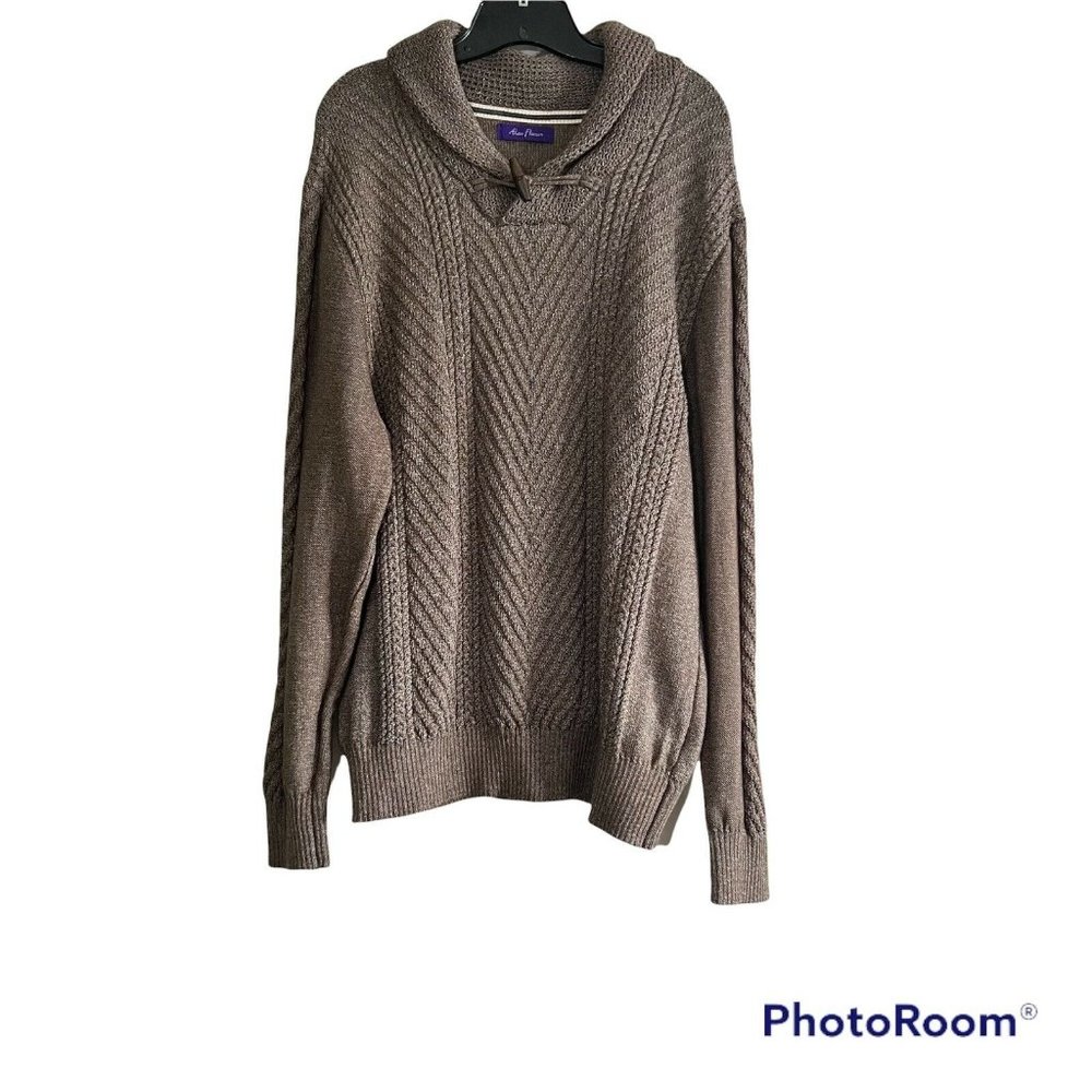 Allan Flusser Brown Shawl Collar Sweater XXL